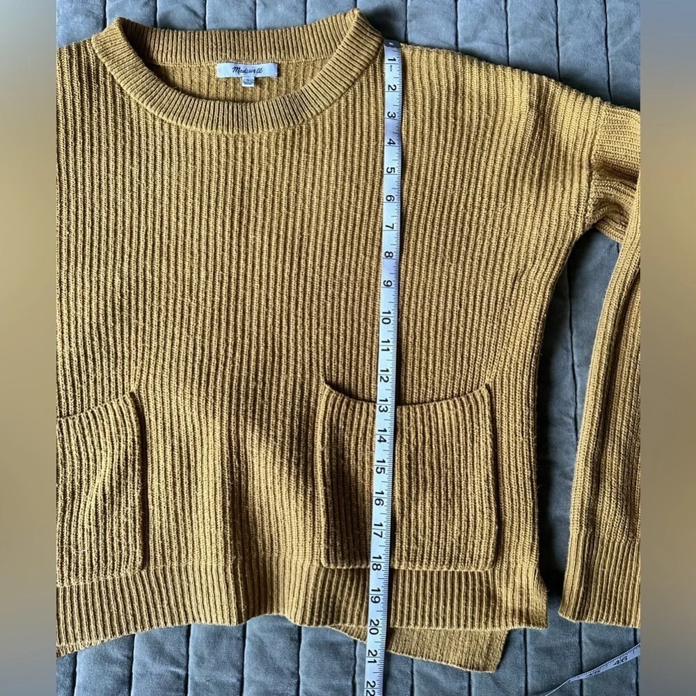 Madewell Patch Pocket mustard yellow Pullover Knitted Sweater Small